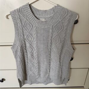 Joie Light Gray Cable Knit Sleeveless Sweater